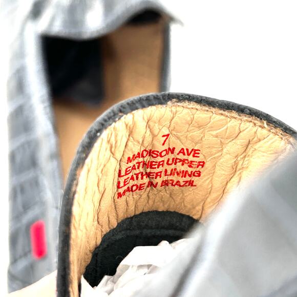 Marc Joseph Madison Ave Loafers 7 NWOT Navy Blue Leather Flats Croc Academia - Picture 9 of 9